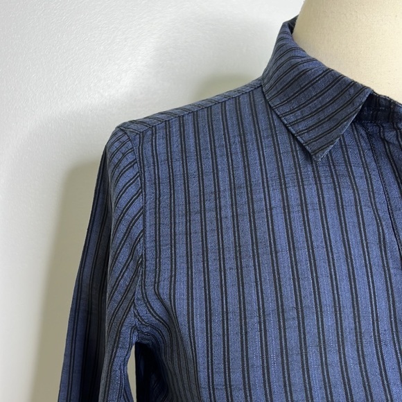 NWT Marine Layer Angie Relaxed Shirt in Black & Blue Stripe size small - Picture 3 of 8